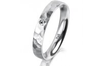 Ring 18 Karat Weissgold 3.5 mm diamantmatt 1 Brillant G...