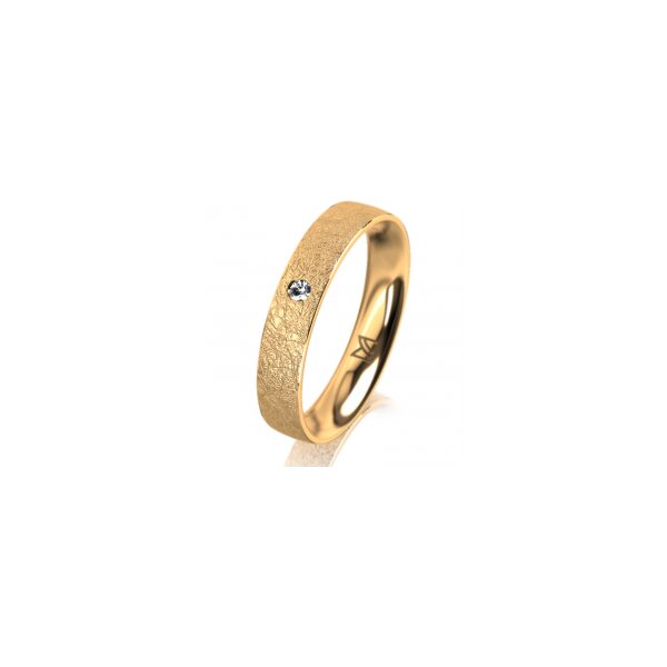Ring 14 Karat Gelbgold 4.0 mm kreismatt 1 Brillant G vs 0,025ct