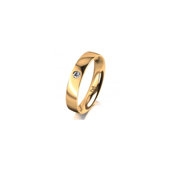 Ring 14 Karat Gelbgold 4.0 mm poliert 1 Brillant G vs 0,050ct