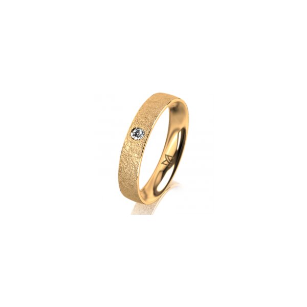 Ring 14 Karat Gelbgold 4.0 mm kreismatt 1 Brillant G vs 0,050ct