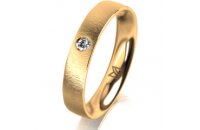 Ring 14 Karat Gelbgold 4.0 mm sandmatt 1 Brillant G vs...