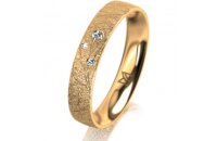 Ring 14 Karat Gelbgold 4.0 mm kristallmatt 3 Brillanten G...