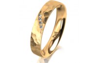 Ring 14 Karat Gelbgold 4.0 mm diamantmatt 4 Brillanten G...