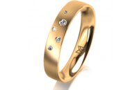 Ring 14 Karat Gelbgold 4.0 mm l&auml;ngsmatt 5 Brillanten...