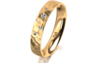 Ring 14 Karat Gelbgold 4.0 mm diamantmatt 5 Brillanten G...