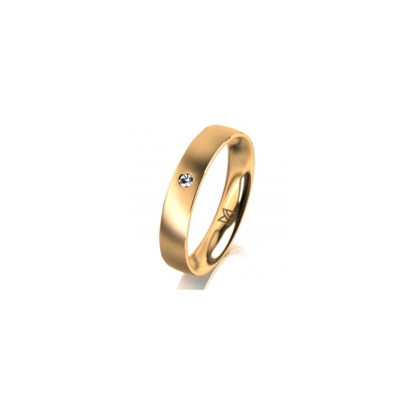 Ring 18 Karat Gelbgold 4.0 mm l&auml;ngsmatt 1 Brillant G vs 0,025ct
