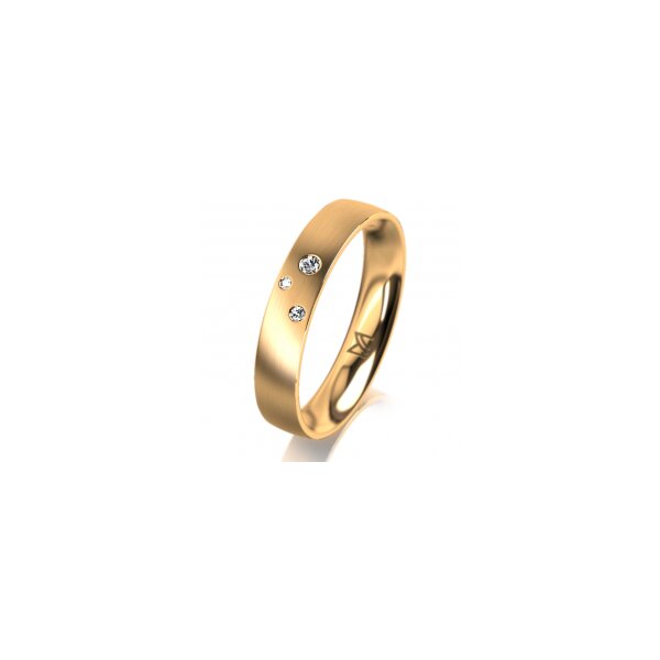 Ring 18 Karat Gelbgold 4.0 mm l&auml;ngsmatt 3 Brillanten G vs Gesamt 0,030ct