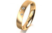 Ring 18 Karat Gelbgold 4.0 mm l&auml;ngsmatt 3 Brillanten...