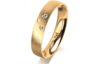 Ring 18 Karat Gelbgold 4.0 mm sandmatt 3 Brillanten G vs...