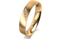 Ring 18 Karat Gelbgold 4.0 mm l&auml;ngsmatt 4 Brillanten...