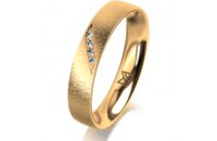 Ring 18 Karat Gelbgold 4.0 mm sandmatt 4 Brillanten G vs...