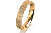 Ring 18 Karat Gelbgold 4.0 mm kristallmatt 4 Brillanten G...