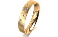 Ring 18 Karat Gelbgold 4.0 mm sandmatt 5 Brillanten G vs...