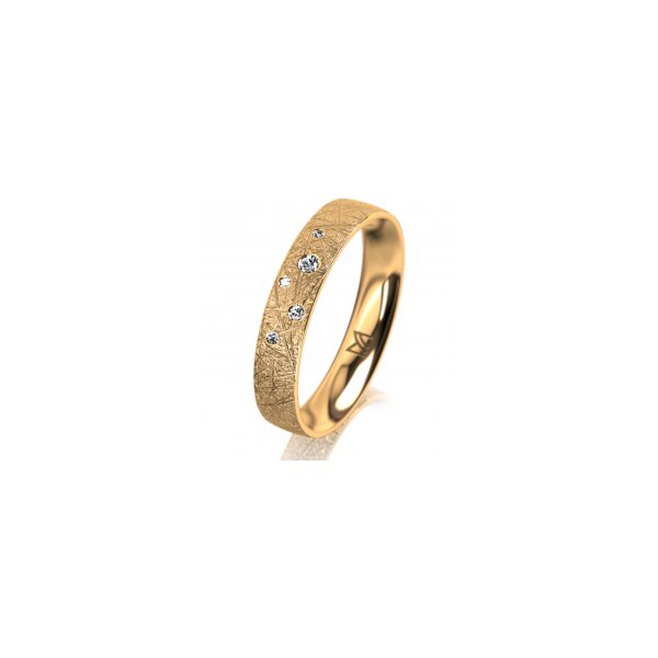 Ring 18 Karat Gelbgold 4.0 mm kristallmatt 5 Brillanten G vs Gesamt 0,035ct
