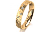 Ring 18 Karat Gelbgold 4.0 mm diamantmatt 5 Brillanten G...