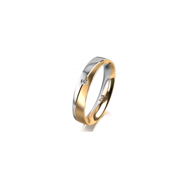 Ring 14 Karat Gelb-/Weissgold 4.0 mm längsmatt 1 Brillant G vs 0,025ct