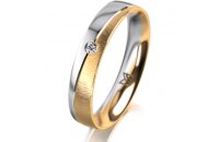 Ring 14 Karat Gelb-/Weissgold 4.0 mm sandmatt 1 Brillant...