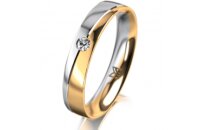 Ring 14 Karat Gelb-/Weissgold 4.0 mm poliert 1 Brillant G...