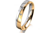 Ring 14 Karat Gelb-/Weissgold 4.0 mm poliert 3 Brillanten...