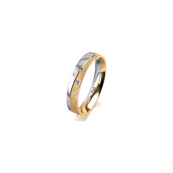 Ring 14 Karat Gelb-/Weissgold 4.0 mm kreismatt 3 Brillanten G vs Gesamt 0,030ct