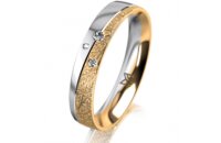 Ring 14 Karat Gelb-/Weissgold 4.0 mm kristallmatt 3...