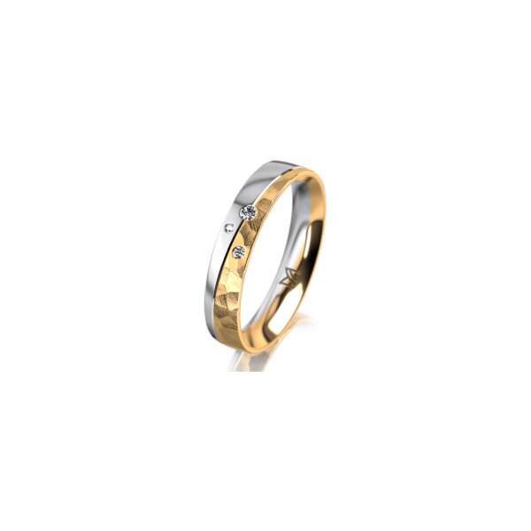 Ring 14 Karat Gelb-/Weissgold 4.0 mm diamantmatt 3 Brillanten G vs Gesamt 0,030ct