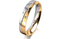 Ring 14 Karat Gelb-/Weissgold 4.0 mm poliert 5 Brillanten...
