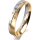 Ring 14 Karat Gelb-/Weissgold 4.0 mm längsmatt 5 Brillanten G vs Gesamt 0,035ct