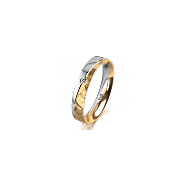 Ring 18 Karat Gelb-/Weissgold 4.0 mm diamantmatt 1 Brillant G vs 0,025ct
