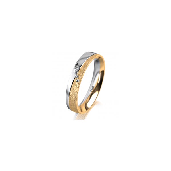 Ring 18 Karat Gelb-/Weissgold 4.0 mm kreismatt 4 Brillanten G vs Gesamt 0,020ct