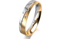Ring 18 Karat Gelb-/Weissgold 4.0 mm l&auml;ngsmatt 5...