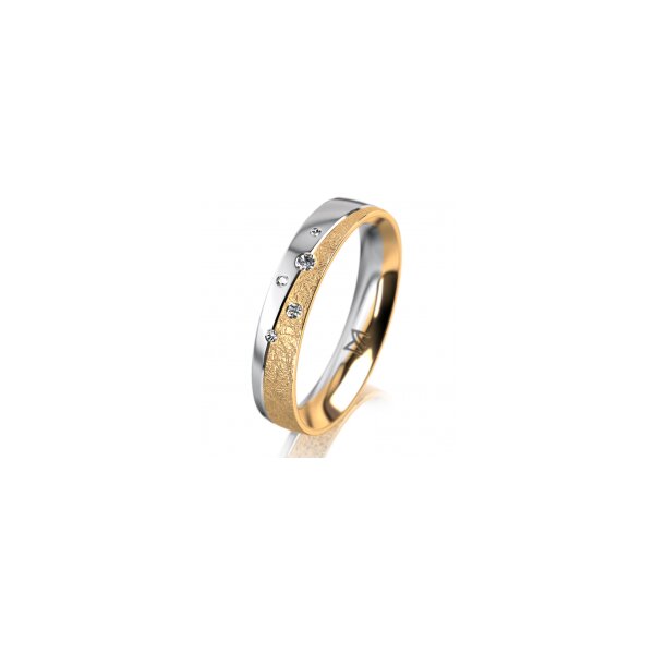 Ring 18 Karat Gelb-/Weissgold 4.0 mm kreismatt 5 Brillanten G vs Gesamt 0,035ct