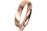 Ring 14 Karat Rotgold 4.0 mm l&auml;ngsmatt 1 Brillant G...