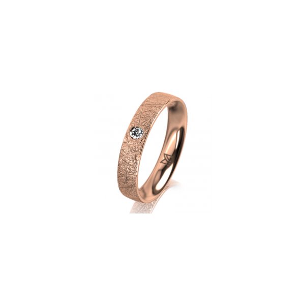 Ring 14 Karat Rotgold 4.0 mm kristallmatt 1 Brillant G vs 0,050ct