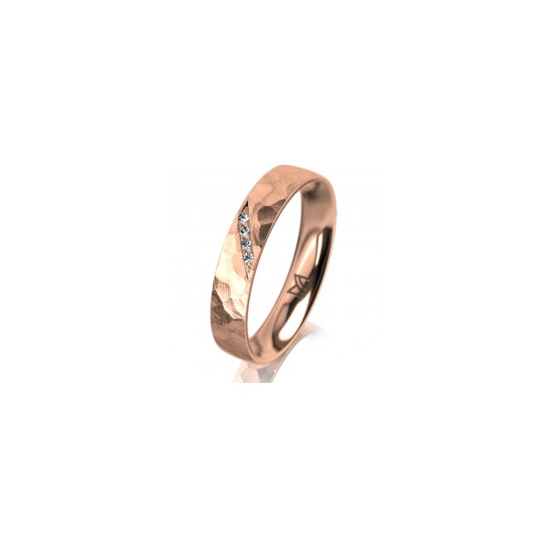 Ring 14 Karat Rotgold 4.0 mm diamantmatt 4 Brillanten G vs Gesamt 0,020ct