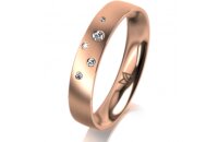 Ring 14 Karat Rotgold 4.0 mm l&auml;ngsmatt 5 Brillanten...