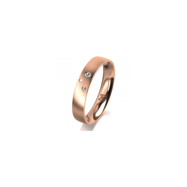 Ring 18 Karat Rotgold 4.0 mm l&auml;ngsmatt 3 Brillanten G vs Gesamt 0,030ct