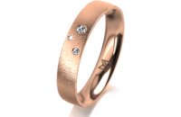 Ring 18 Karat Rotgold 4.0 mm sandmatt 3 Brillanten G vs...