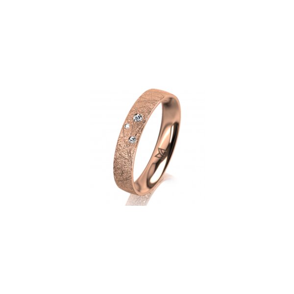 Ring 18 Karat Rotgold 4.0 mm kristallmatt 3 Brillanten G vs Gesamt 0,030ct