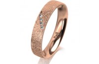 Ring 18 Karat Rotgold 4.0 mm kristallmatt 4 Brillanten G...