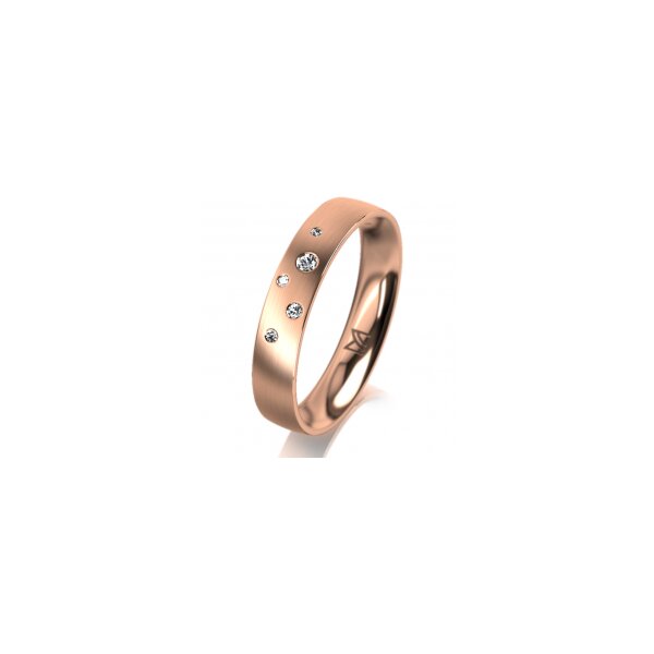 Ring 18 Karat Rotgold 4.0 mm l&auml;ngsmatt 5 Brillanten G vs Gesamt 0,035ct