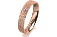 Ring 18 Karat Rotgold 4.0 mm kristallmatt 5 Brillanten G...