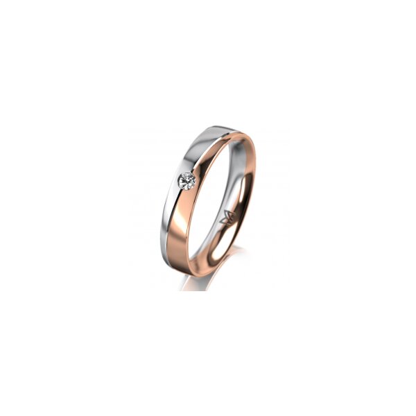 Ring 14 Karat Rot-/Weissgold 4.0 mm poliert 1 Brillant G vs 0,050ct