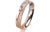 Ring 14 Karat Rot-/Weissgold 4.0 mm kreismatt 1 Brillant...