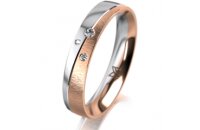 Ring 14 Karat Rot-/Weissgold 4.0 mm sandmatt 3 Brillanten...