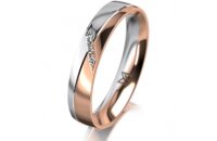 Ring 14 Karat Rot-/Weissgold 4.0 mm poliert 4 Brillanten...