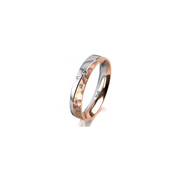 Ring 18 Karat Rot-/Weissgold 4.0 mm diamantmatt 3 Brillanten G vs Gesamt 0,030ct