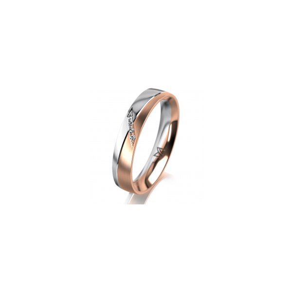 Ring 18 Karat Rot-/Weissgold 4.0 mm l&auml;ngsmatt 4 Brillanten G vs Gesamt 0,020ct