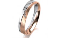 Ring 18 Karat Rot-/Weissgold 4.0 mm sandmatt 4 Brillanten...