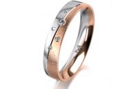 Ring 18 Karat Rot-/Weissgold 4.0 mm sandmatt 5 Brillanten...